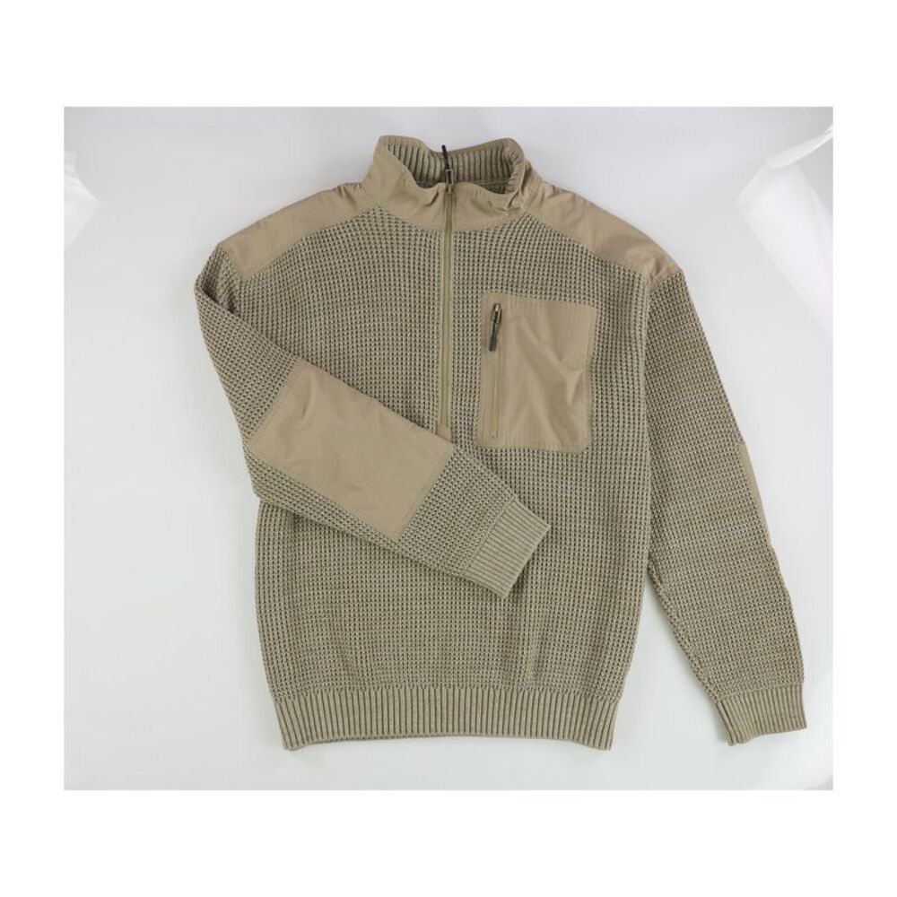 BASS OUTDOOR Mens Quarter Zip Patch Pullover Sweater, NWT